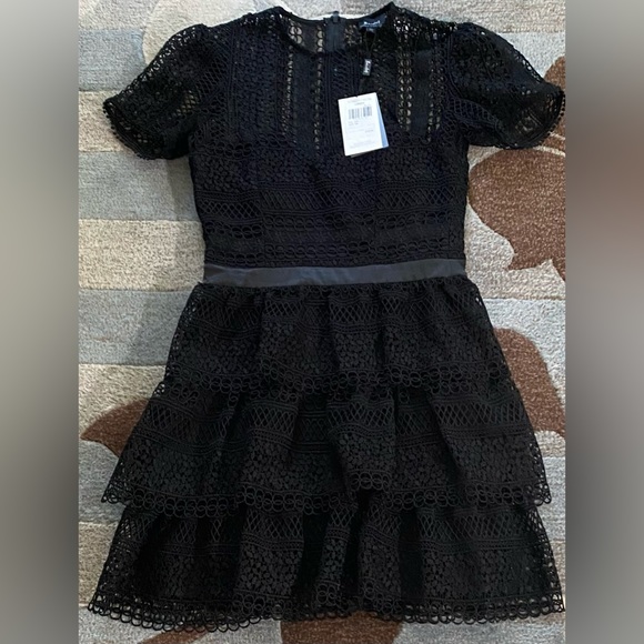 Revolve| Bardot Black Crochet Lace      Ava Mini Dress - Picture 3 of 12